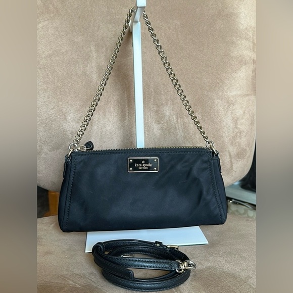 Kate Spade Black 2 way Clutch with Gold Chain/leather crossbody strap - Picture 1 of 1